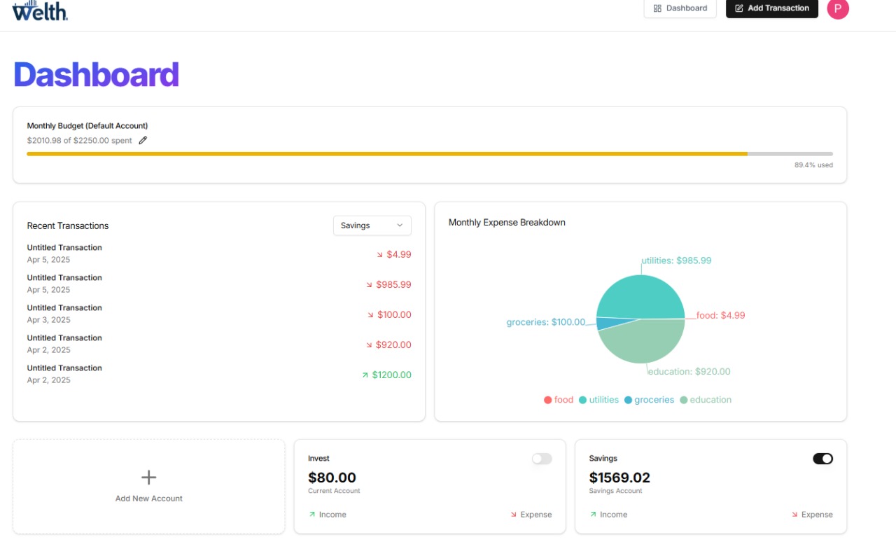 Welth AI Dashboard